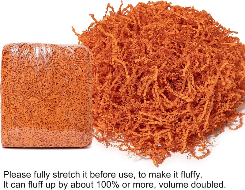 Mefleet 2 LB Crinkle Cut Paper Shred Filler Orange Crinkle Shredded Paper for Gift Box - Gift Basket Bag Filler - Grass Cushion Stuffing for Halloween Fall Christmas Holiday Packaging Wrapping - Image 5